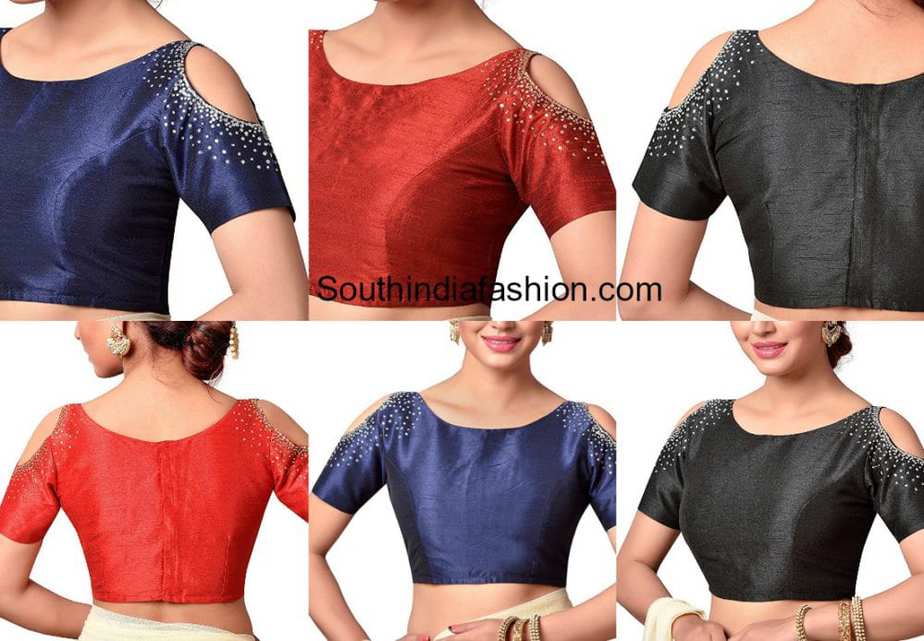 readymade cold shoulder saree blouse designs