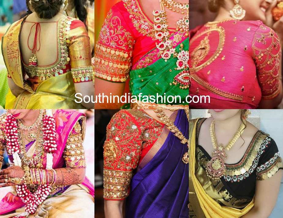 kasu embroidered blouse designs for pattu sarees