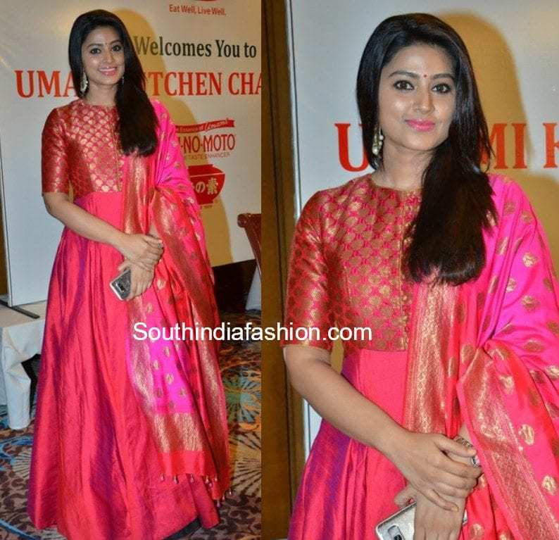 sneha in anarkali dress