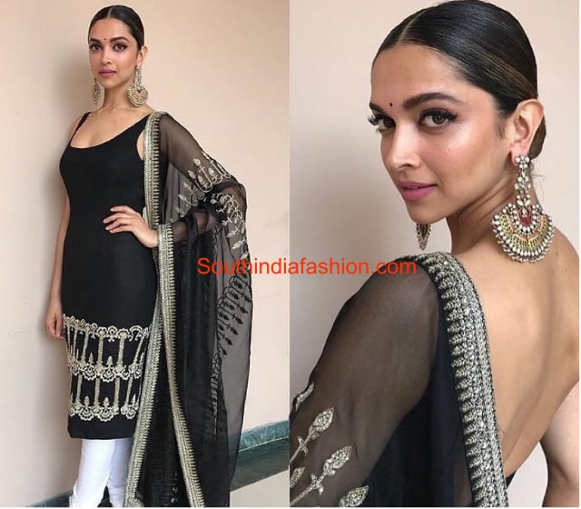 Deepika in black kurta and white legging