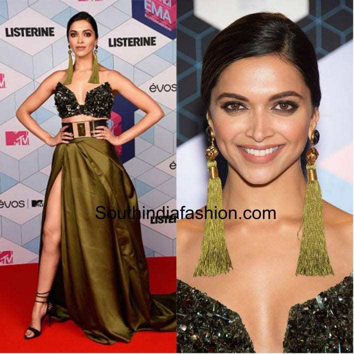 Deepika in stylish ensemble with tassel earrings