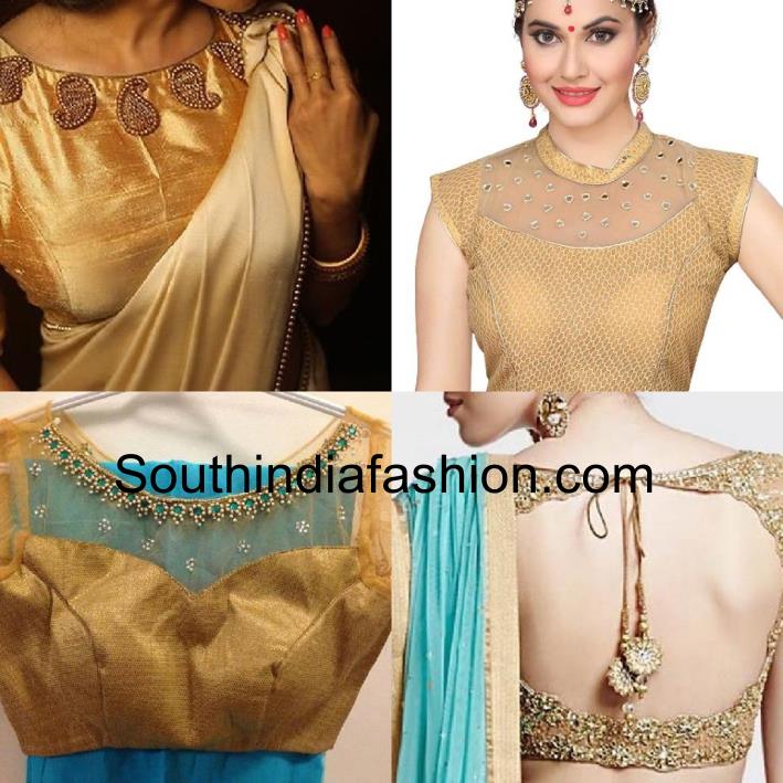 Gold colour blouse designs