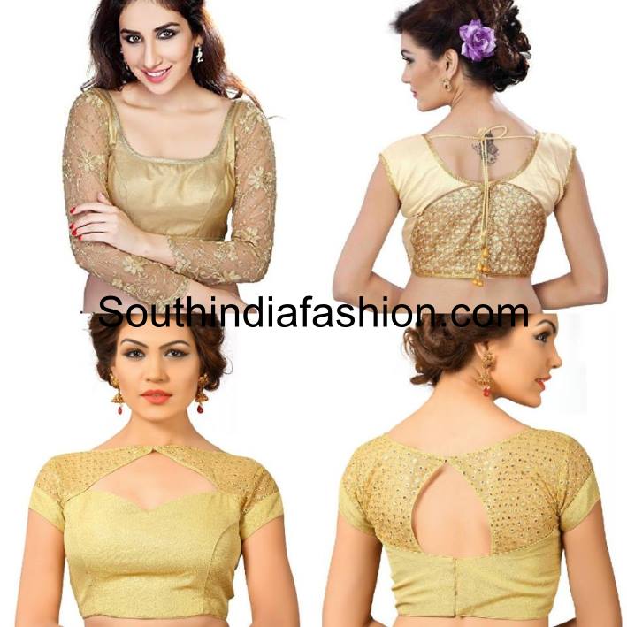 Gold colour blouse designs