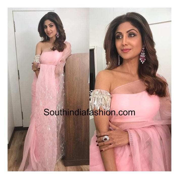Shilpa in a beautiful pink coloured saree