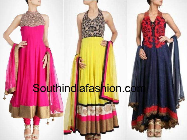 Colourful halter neck anarkalis