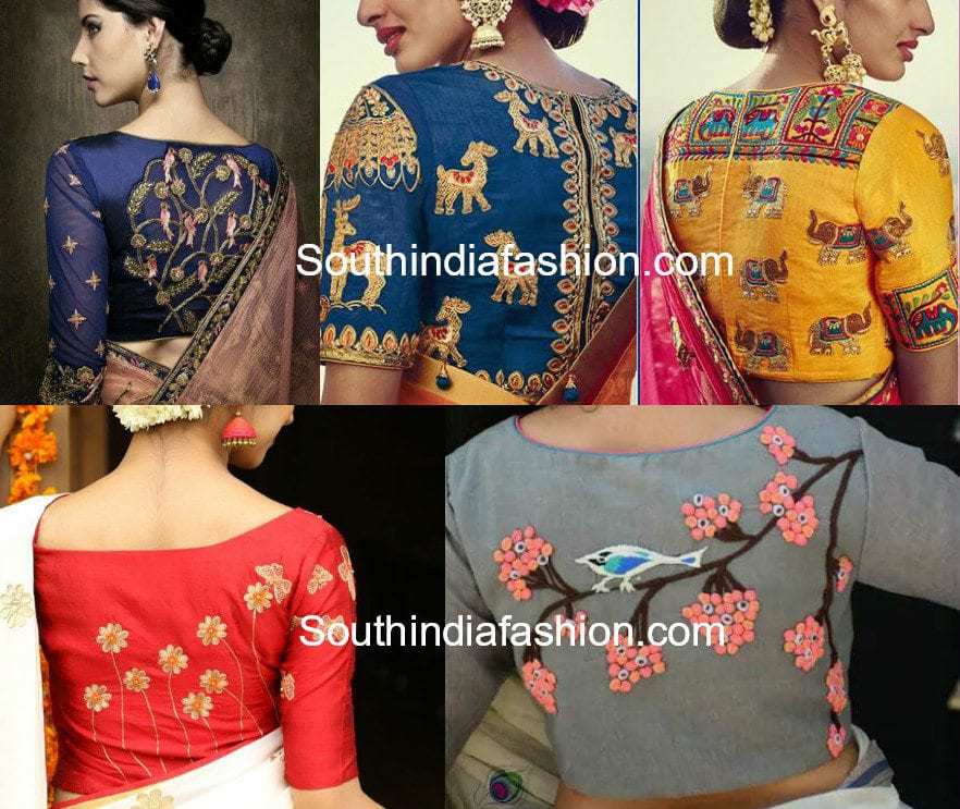 High Back Neck Embroidery Blouses Designs Featured 1