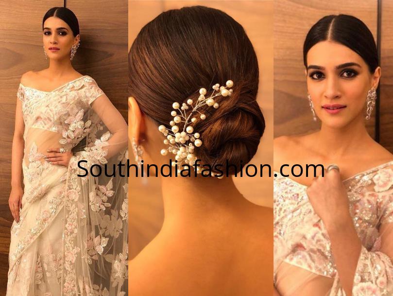 Kriti in bun hairstyle and stylish pin