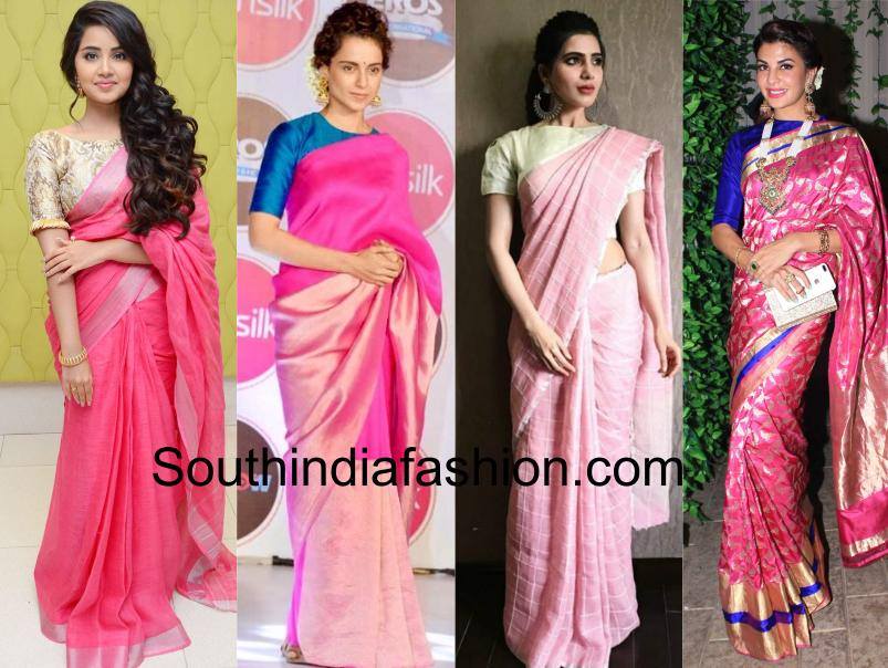 Stars dressed in pink coloured sarees