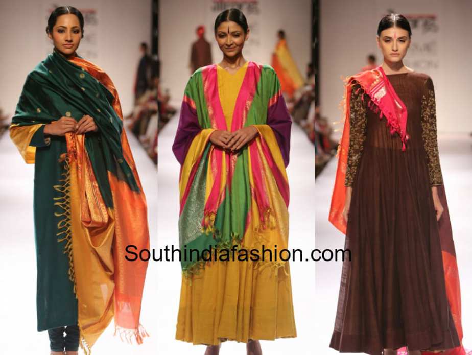 gaurnag plain anarkali with kanjeevaram pattu dupattas