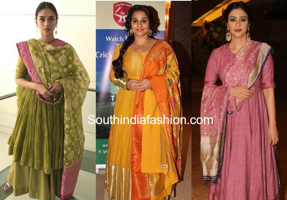 gaurnag plain anarkali with banarasi dupattas