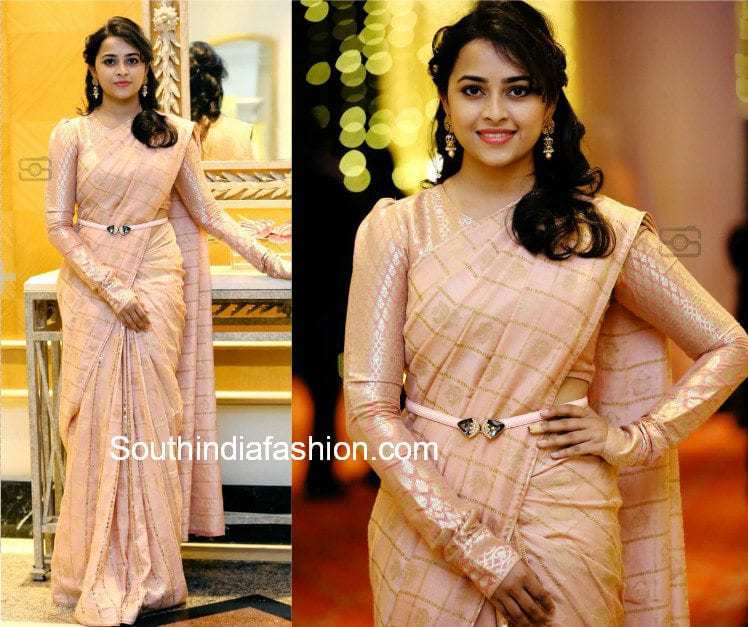 silk saree with full sleeves blouse