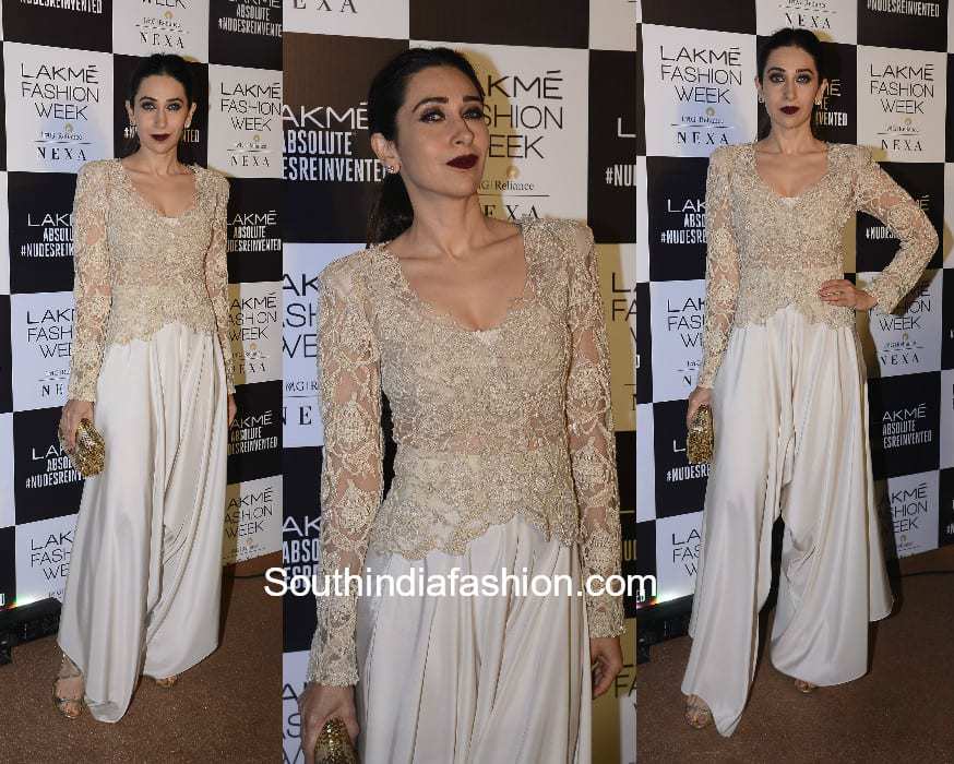 Karishma Kapoor in Anamika Khanna at Lakme Fashion Week 2018