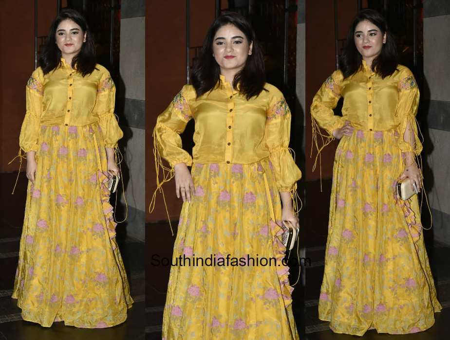 Zaira Wasim in a yellow gown at Secret Superstar Success Bash 1