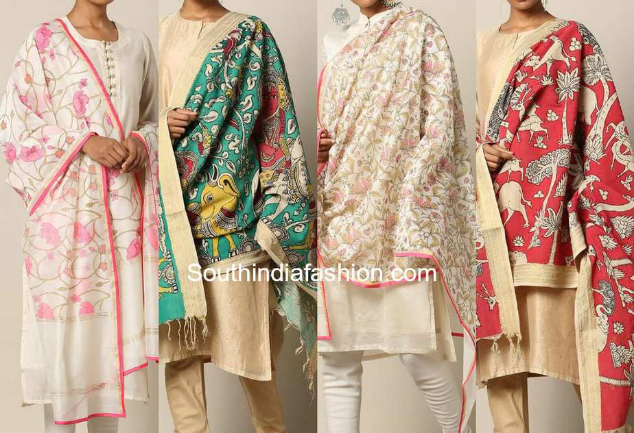 plain suit with contrast dupatta