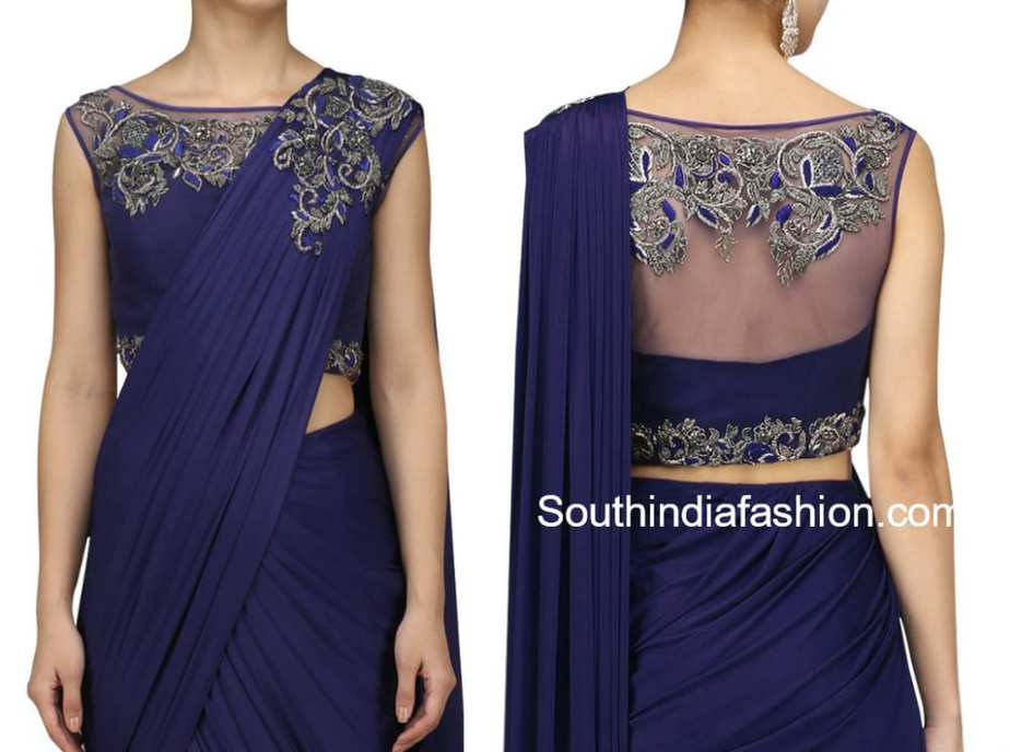 Plain Saree with Embroidered Designer Blouse ideas