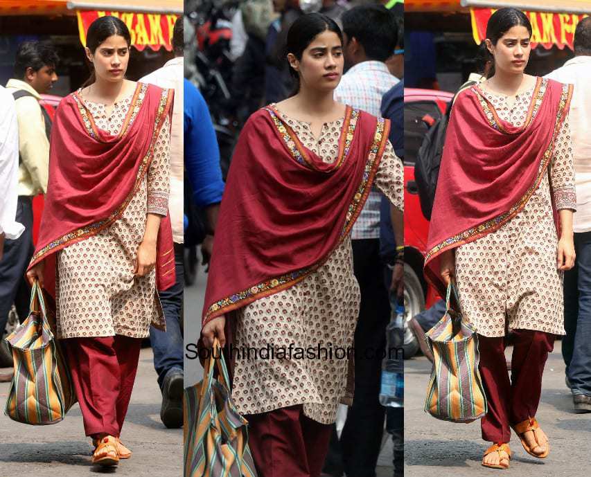 Jhanvi Kapoor in a salwar in Kolkatta for shooting