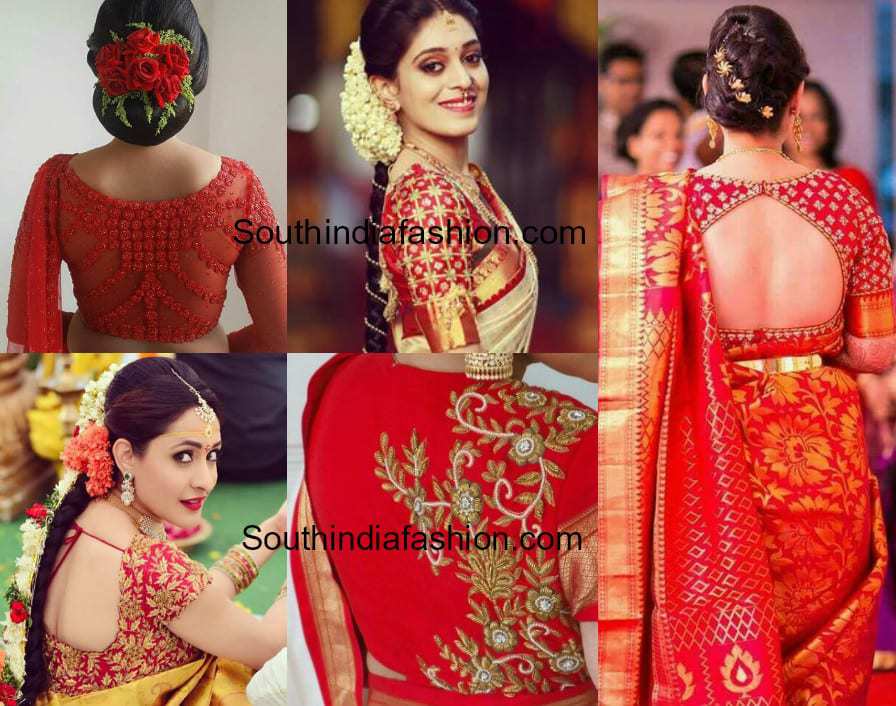 Red Embroidery Saree Blouse Designs