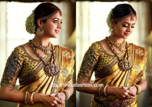 actress bhavana wedding saree