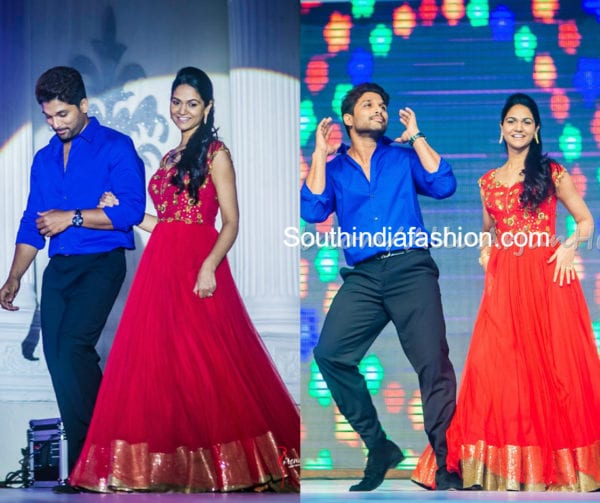 sneha reddy and allu arjun at sangeet