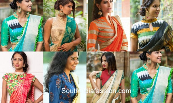 collar neck blouse designs for office wear sarees