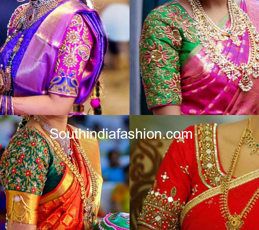 2018 maggam work pattu saree blouse designs