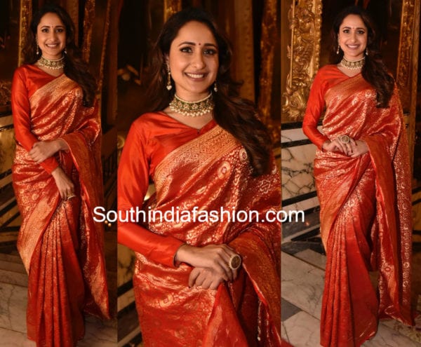 pragya jaiswal banarasi saree teach for change 600x495 pragya jaiswal teach for change banarasi saree
