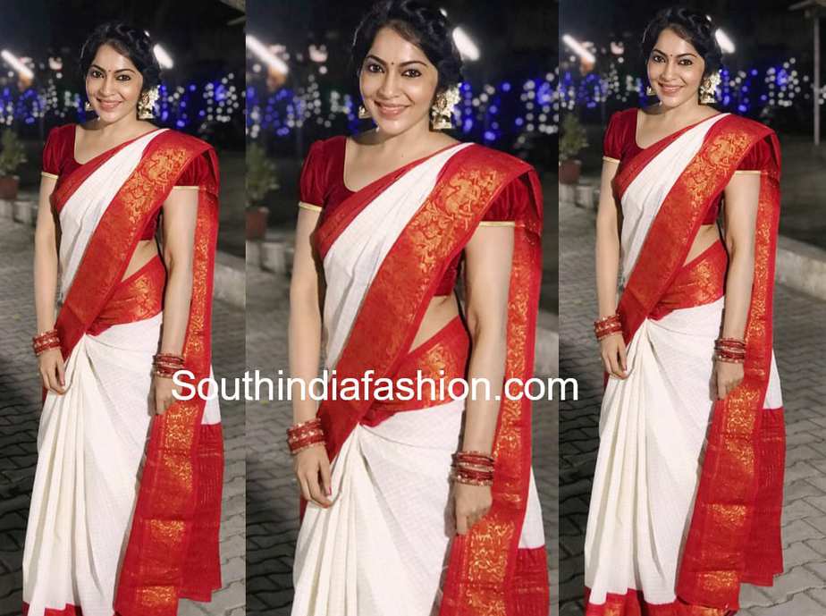 Ramya Subramanian In A Madurai Cotton Saree South India