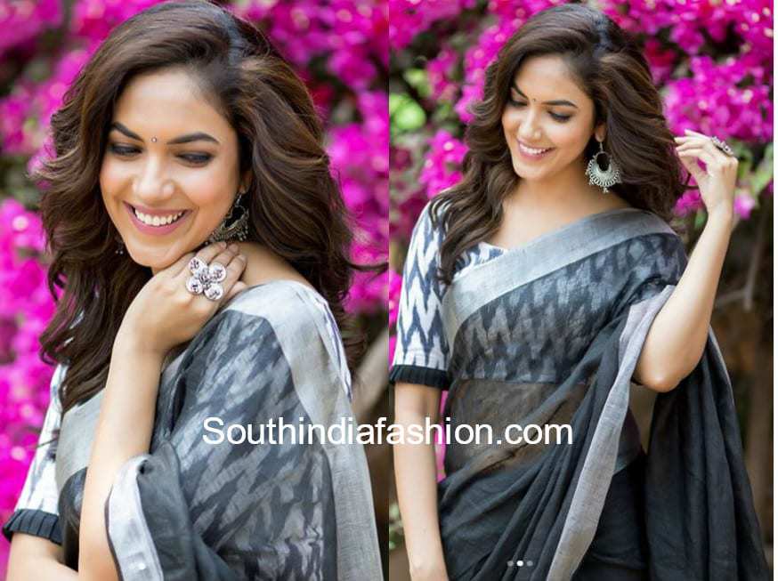 Iridicent Purple Grey Zari Tissue Linen Saree – ShopBollyWear.Com