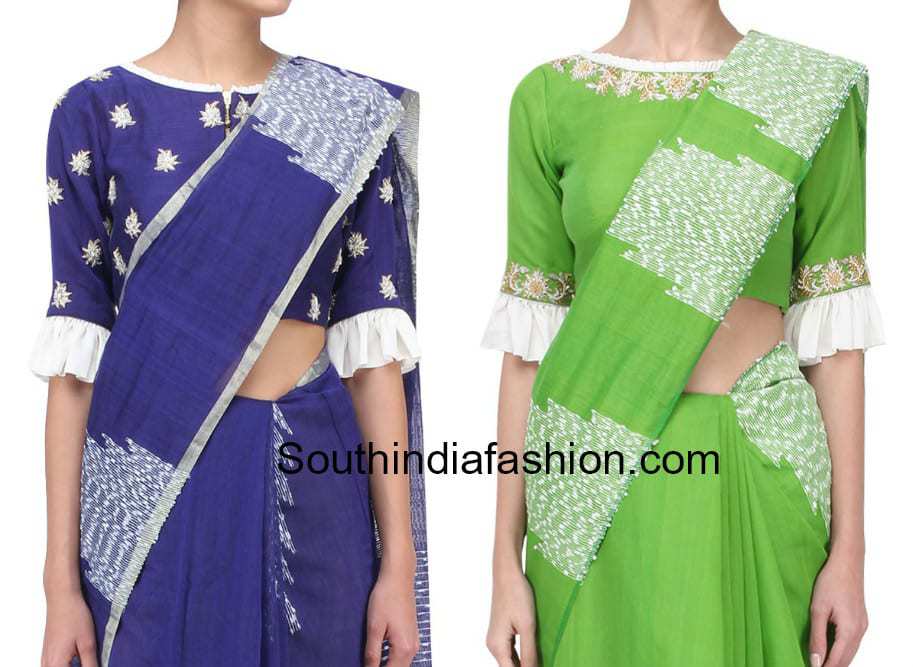 boat neck blouse with frills