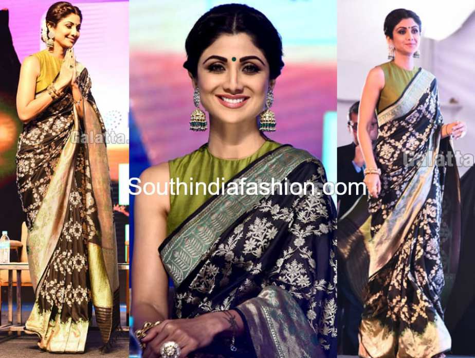 shilpa shetty banarasi silk saree