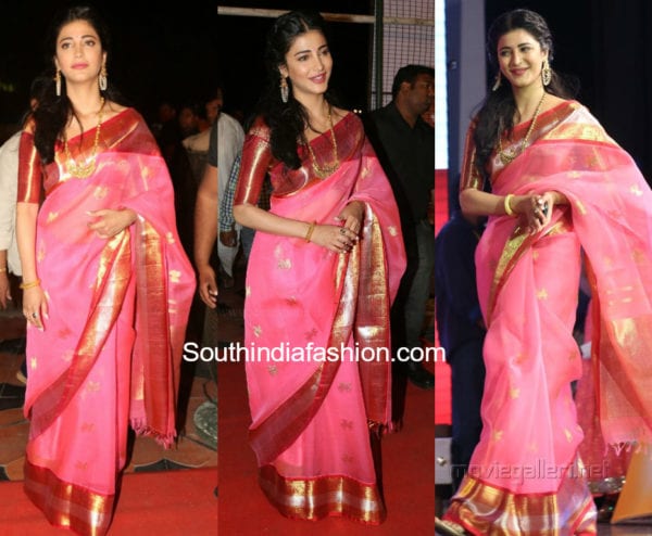 shruti haasan in kanchi organza saree