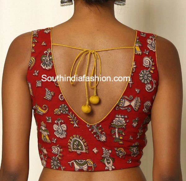 kalamkari blouse back neck designs