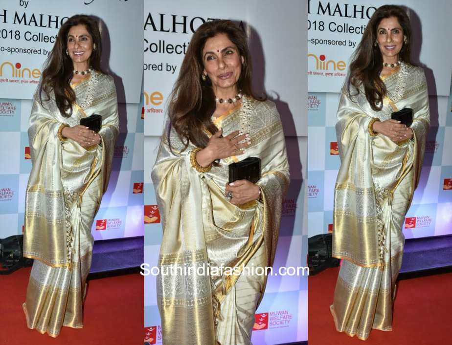 Dimple Kapadia in a kanjeevaram saree at The Walk Of Mijwan Show