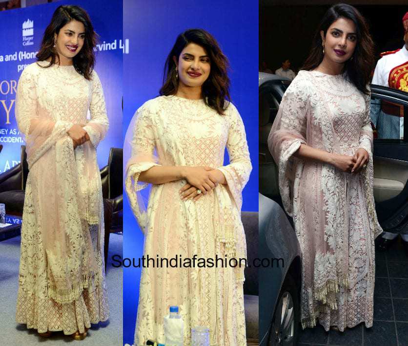 Priyanka Chopra in Manish Malhotra suit for a book launch in Delhi 1