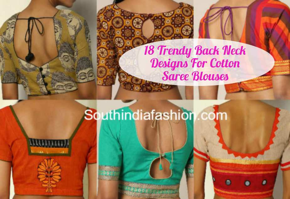 Back Neck Designs For Cotton Saree Blouses