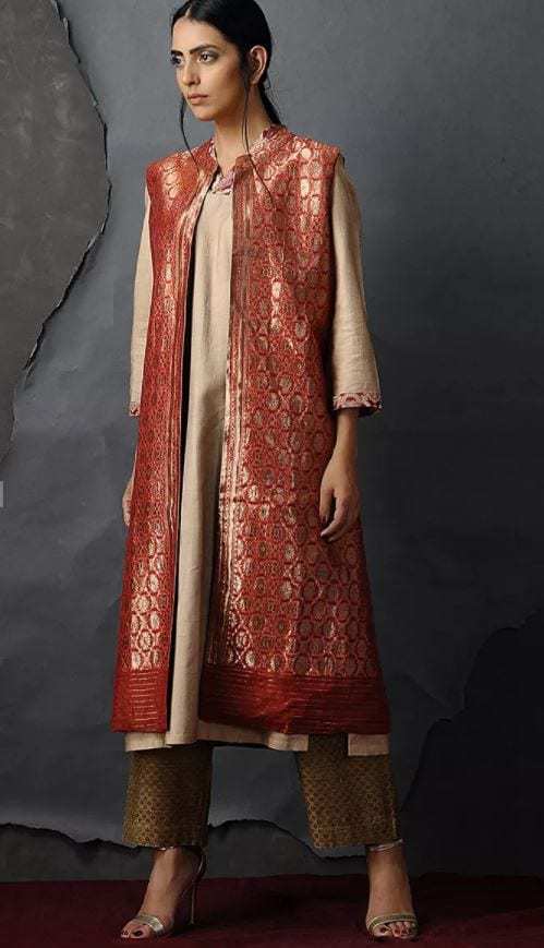 EMBWORK LONG JACKET WITH LONG GOWN