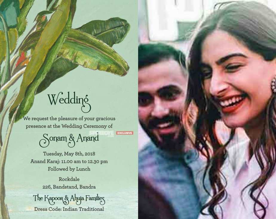 sonam kapoor wedding invitation