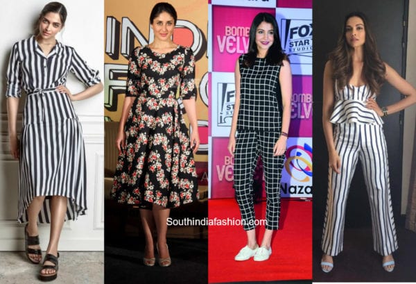 indian ctress in stripes and prints outfits