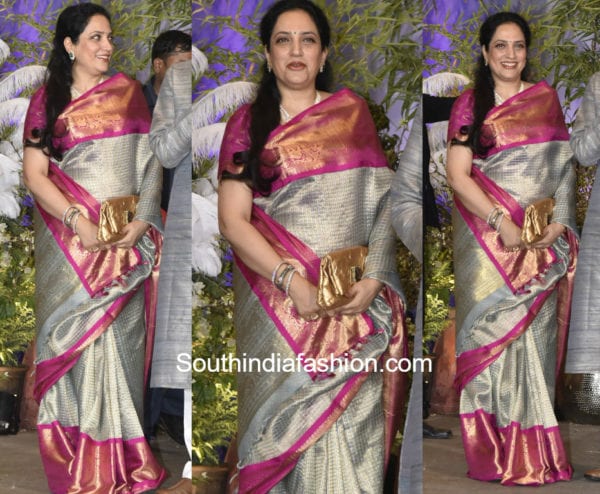 Rashmi Thackeray in gaurang shah kanjeevaram saree at sonam kapoor wedding reception