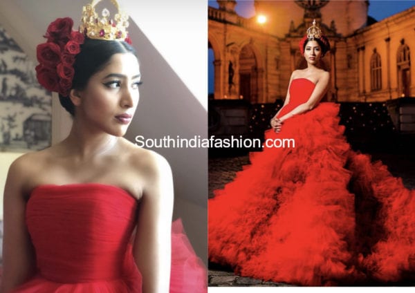 shriya bhupal pre wedding red gown