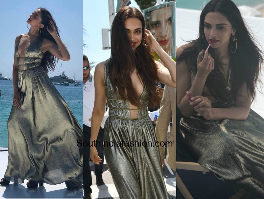 Deepika Padukone Shines In Metallic Gold At Cannes 2018 South India Fashion deepika padukone shines in metallic