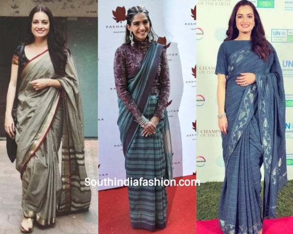 actresses wearing handloom saree