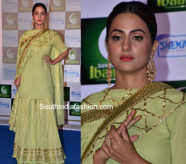 hina khan green sharara