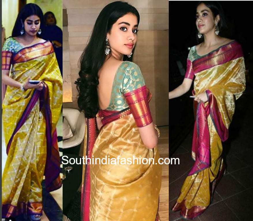 jhanvi kapoor silk saree manish malhotra national film awards after party