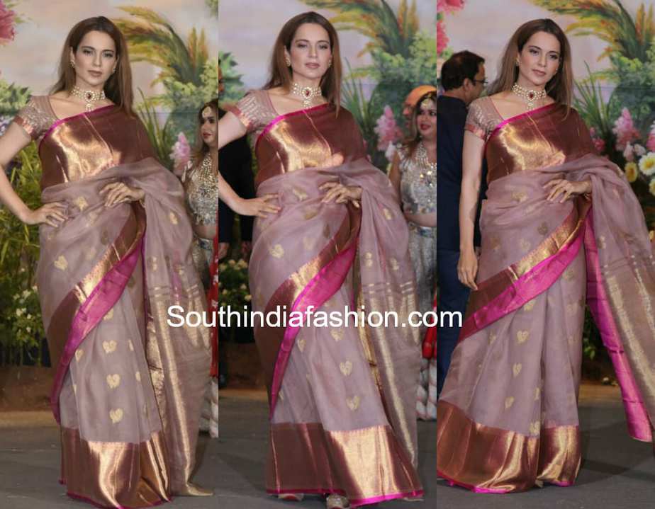 kangana ranaut gaurang shah kanjeevarams aree at sonam kapoor wedding reception