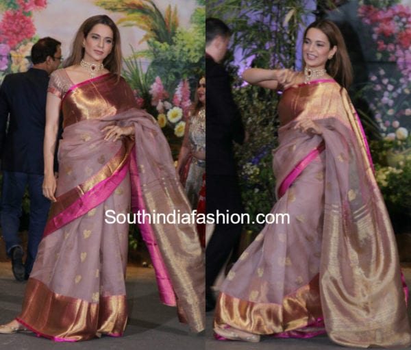 kangana ranaut gaurang shah kanjeevarams aree at sonam kapoor wedding reception