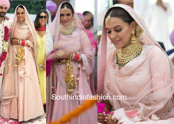 neha dhupia wedding lehenga