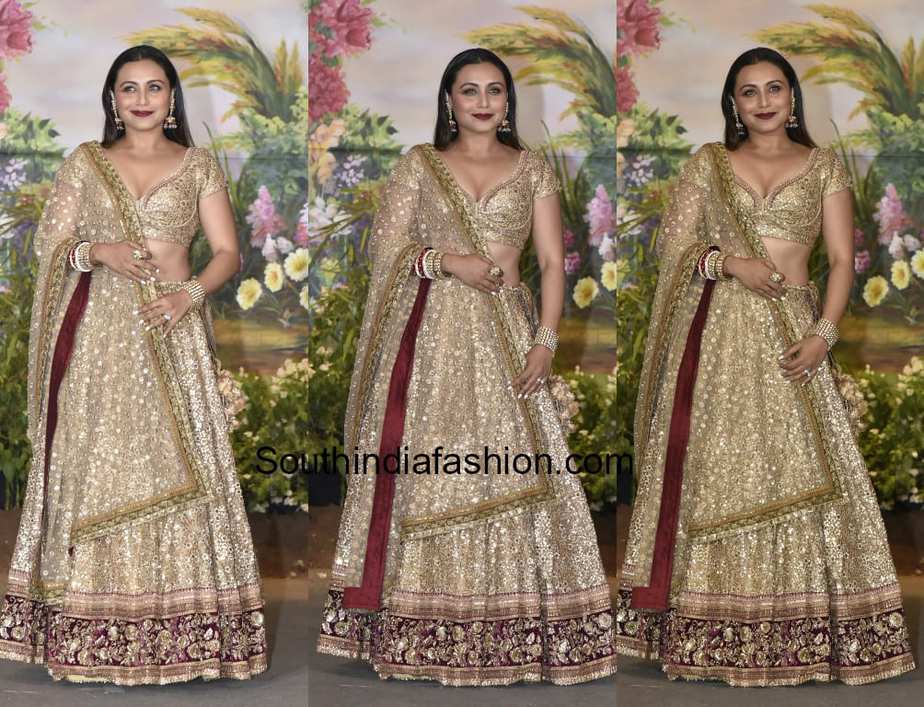 rani mukherjee in sabyasachi lehnega at sonam kapoor wedding reception