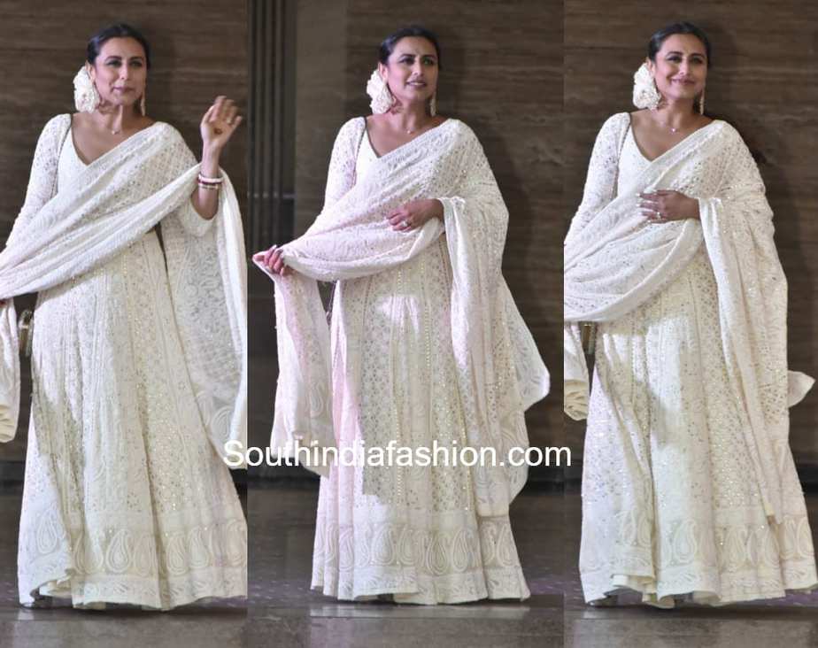 rani mukherjee white lehenga at sonam kapoor sangeet mehndi