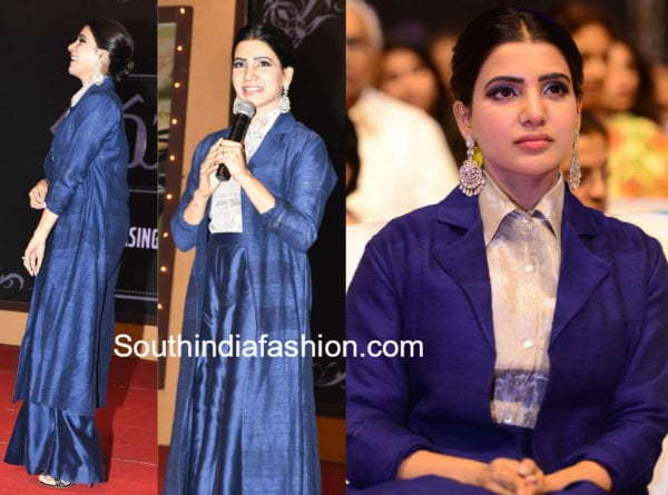 samantha akkineni blue palazzos at mahanati audio launch